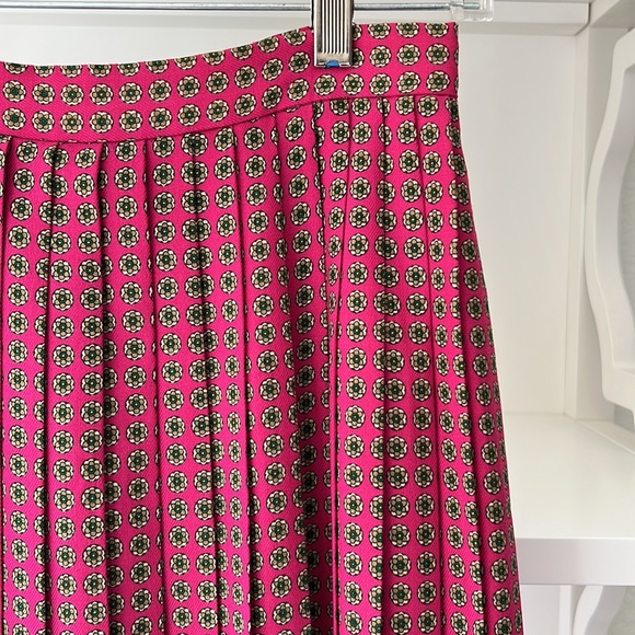 Vintage 80's Ralph Lauren 100% Wool Midi Pleated Medallion Skirt Pink Size 6 USA - Picture 2 of 12